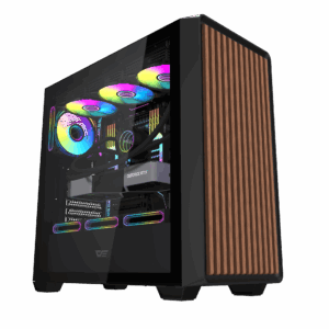 Thùng máy Case Darkflash DS900WD ATX - Đen (Mặt gỗ)