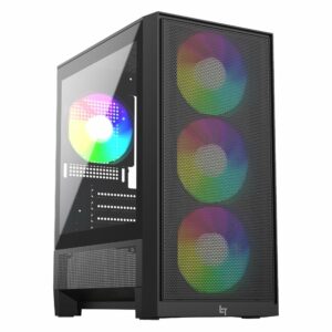 Thùng máy Gaming LinkTech Bahamut M 4F M-ATX (Kèm Sẵn 4 Fan Fixed RGB) - Đen